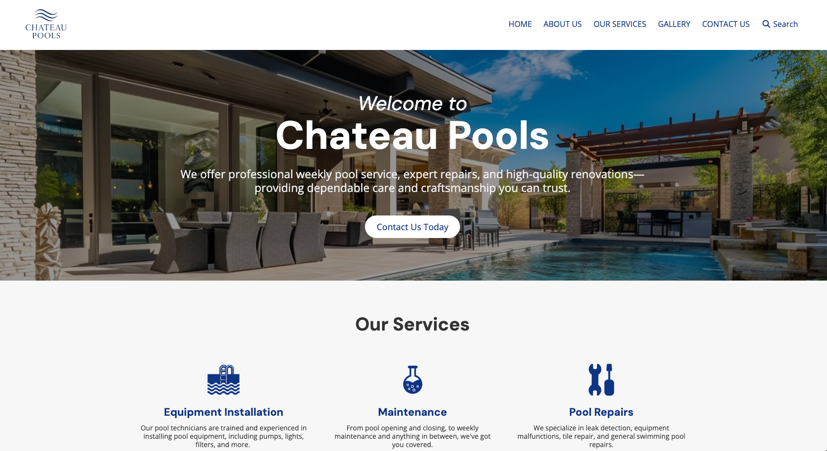 Chateau Pools website by PeachSites