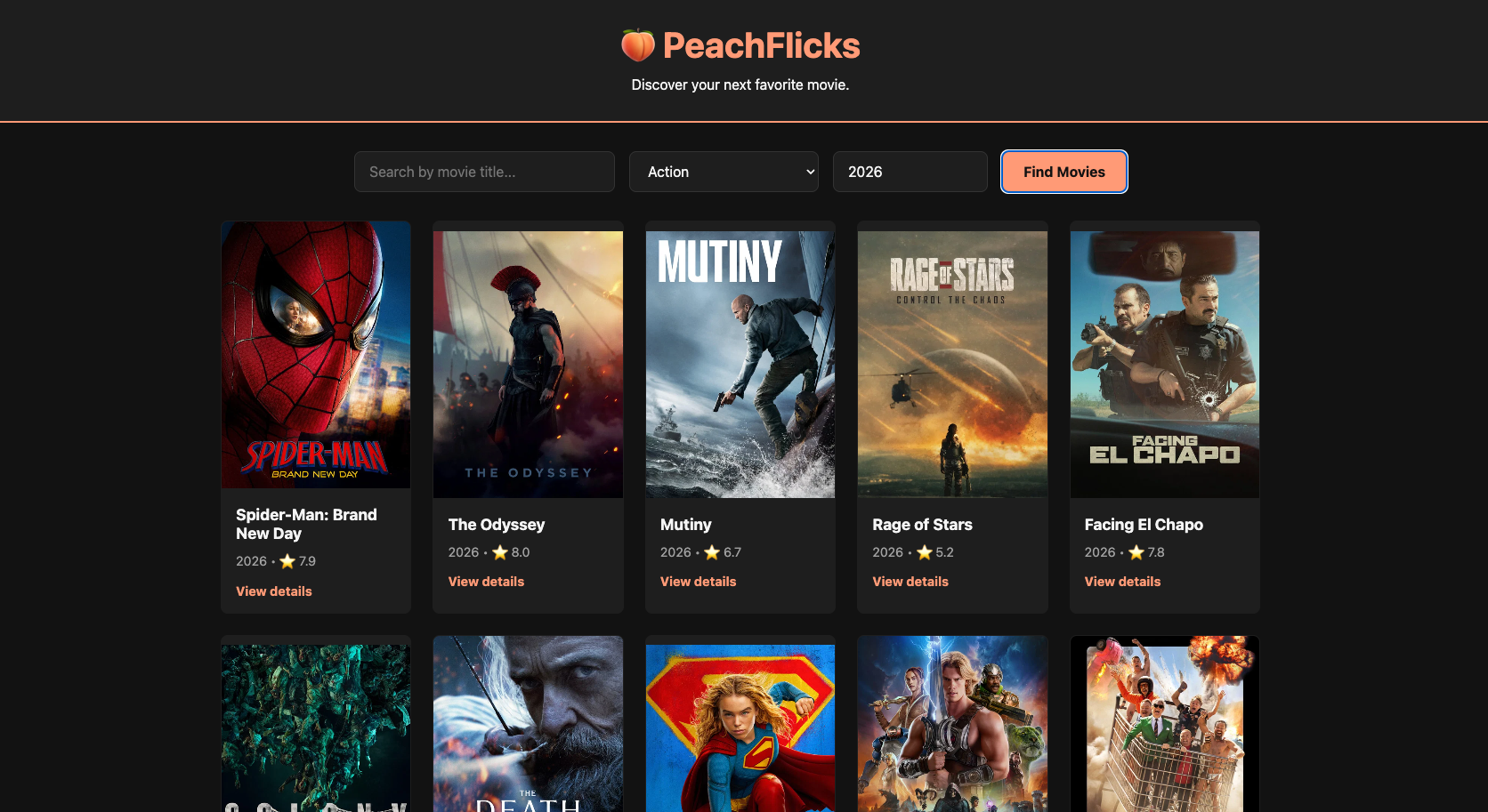 PeachFlicks movie discovery web application