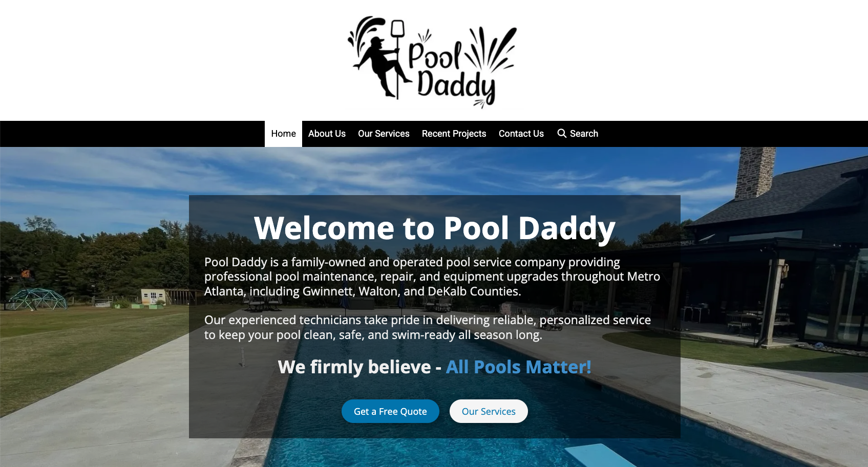 Pool Daddy website by PeachSites