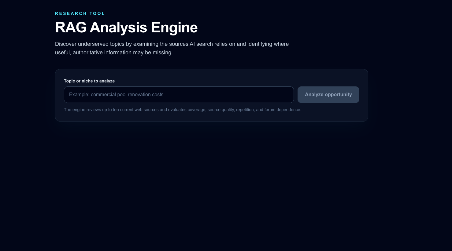 RAG Analysis Engine research and content analysis tool