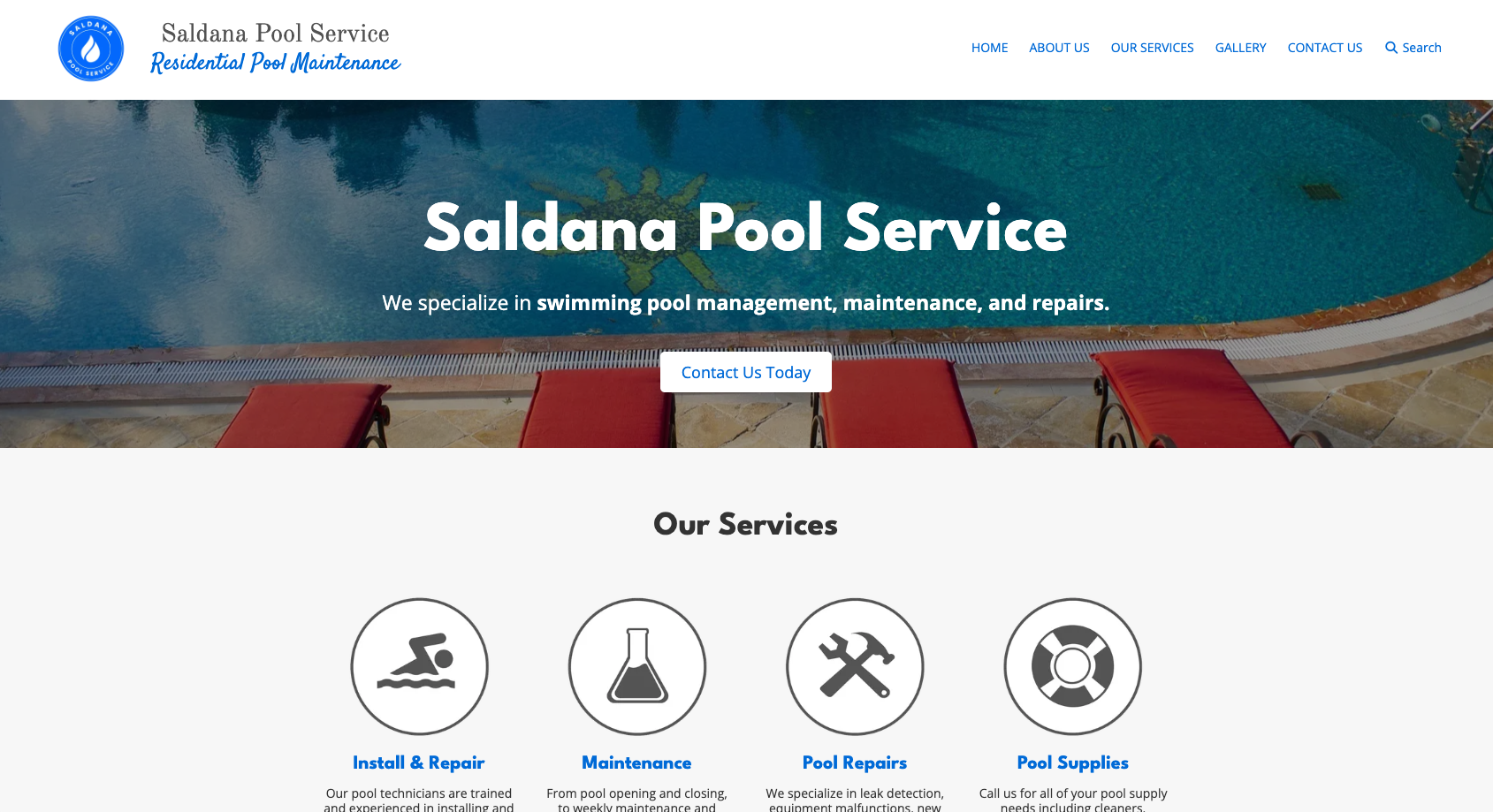 Saldana Pool Service website by PeachSites