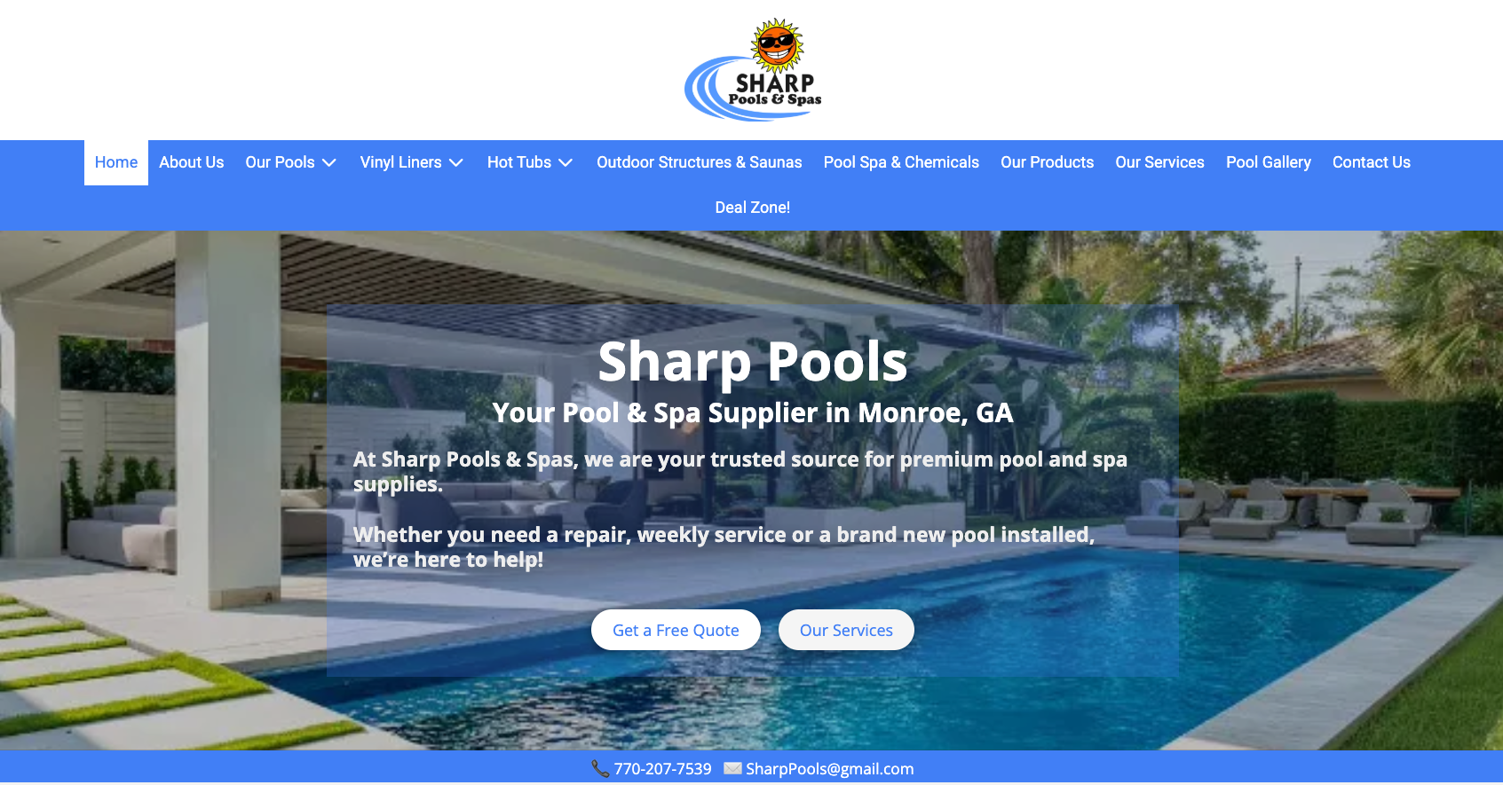 Sharp Pools website by PeachSites
